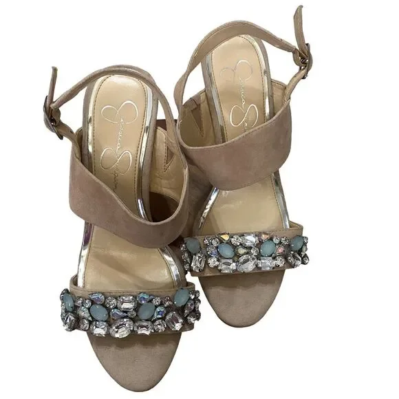 Jessica Simpson Elbella Women's Jeweled Sandals High Heels 8.5 - Picture 2 of 15